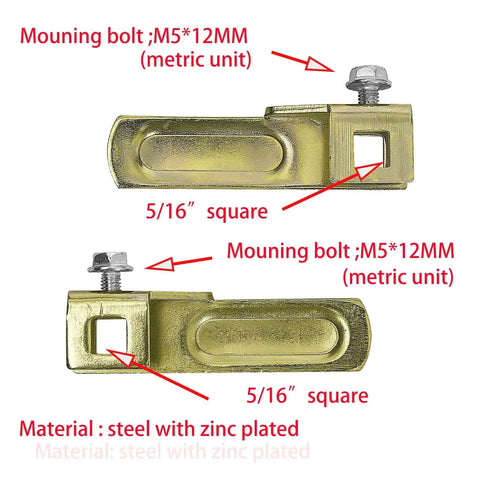 Steel T Handle Cam Locking Cams for T and L Handle Locks on Truck Canopies and RV Camper Tops, Universal Replacement Pack of 2 with Right and Left Hand Fit, showing square steel cam with mounting bolt