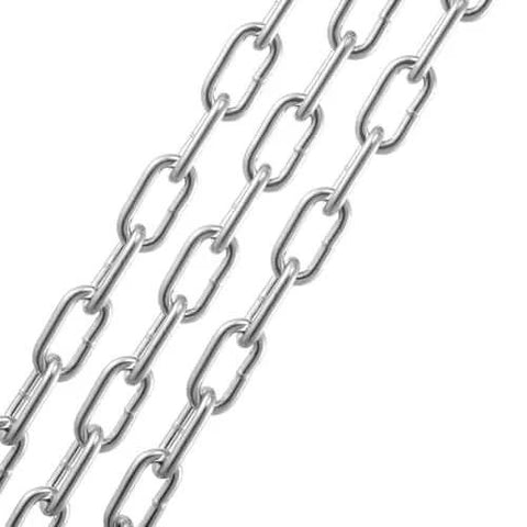 ✝️ Proof Coil Chain, 1/8" x 100', 330 lbs Safe Working Load, Zinc Plated Proof Tested Coil Chain with Two Quick Links