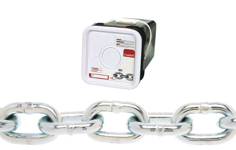0143326 System 3 Grade 30 Low Carbon Steel Proof Coil Chain, Zinc plated, 800 lbs capacity, 150 feet pail visible