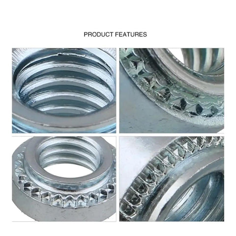 Close-up views of zinc plated nutserts from Press Rivet Nut Kit M2 To M10 Carbon Steel Zinc Plated Three To Thirty Pcs Nutsert Set