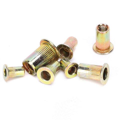 240 Piece Rivet Nut Set M3 M4 M5 M6 Zinc Plated Quick Riveting Hardware for metal panels and pipes, carbon steel, close-up view