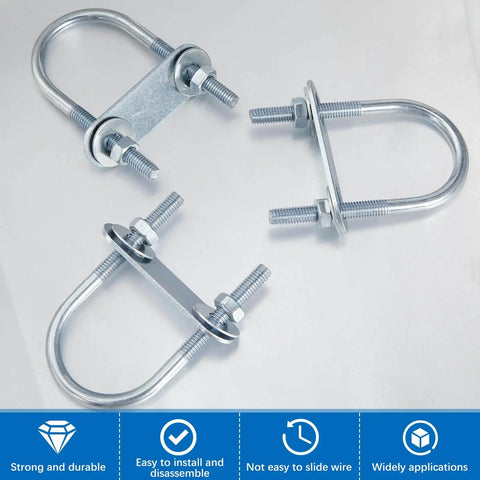 Round U Bolts Set Of 16 Zinc Plated Steel U Clamps With Nut Plates And Washers M6 X 34 Mm Inner Width 75 Mm Length Includes 16 U Bolts 16 Plates 32 Nuts 32 Washers For Secure Fastening For Marine Automotive Plumbing And Construction Projects displayed in various angles
