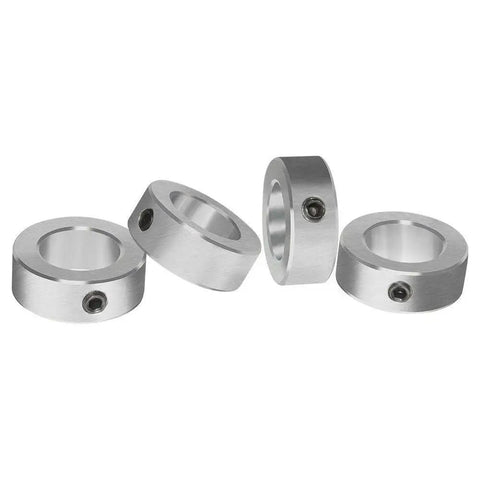 7/8 bore zinc plated shaft collars with set screws in a 4 pack for secure positioning in conveyors and machinery.