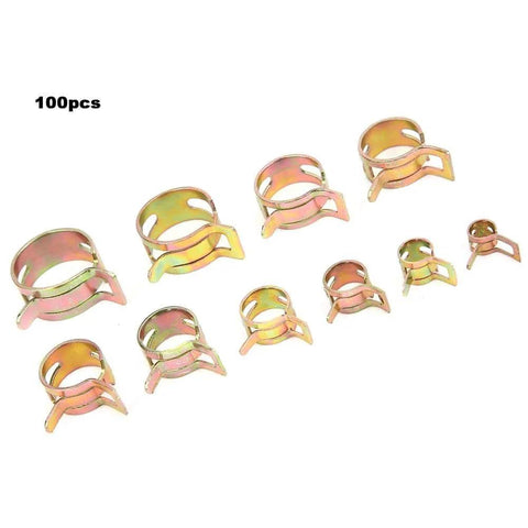 Zinc Plated Fuel Hose Clamp Kit 6 To 22 Millimeter Elastic Spring Hose Clamps For Fuel Lines And Pipe Connections