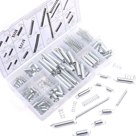 200 Piece Zinc Plated Extension And Compression Spring Assortment Kit For Industrial And Workshop Use Heavy Duty Steel Springs In Mixed Sizes