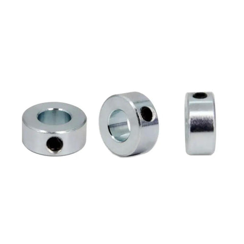 Durable zinc plated steel half inch bore shaft collar set for secure vibration-resistant locking in gearboxes and motor bases