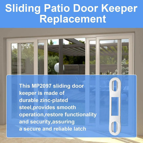 MP2097 Sliding Door Keeper Zinc Plated Steel Mortise Latch Keeper For Sliding Patio Door Locking Hardware With Screws displayed