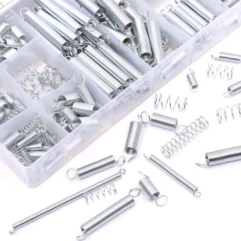 200 Piece Zinc Plated Extension And Compression Spring Assortment Kit For Industrial And Workshop Use Heavy Duty Steel Springs
