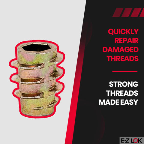 Hex Threaded Inserts For Soft Wood In Zinc Alloy Flush Mount, 10-32 Thread Size, 10mm Length, Pack Of 50, featured image.
