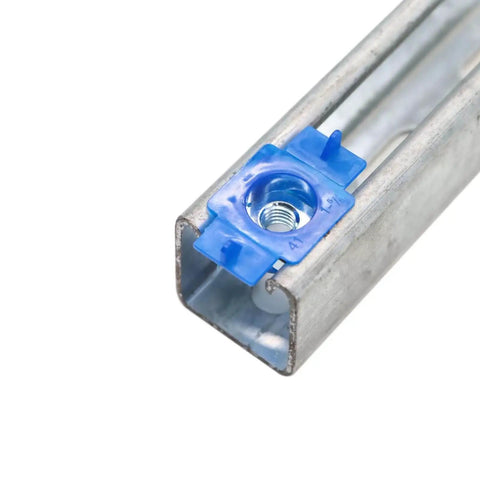Strut Channel Nuts With Twist Tab Hundred Pack Three Eighths By Sixteen Thread Zinc Electroplated For Use With Unistrut Channels Secure Reinforced Nut For Attaching Fittings And Accessories To Channel Surfaces installed in channel