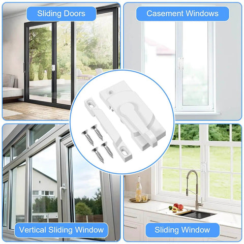 Zinc Alloy Window Sash Lock Replacement Kit For Up And Down Double Hung Windows Horizontal Cam Action Latch with keeper viewed with various window types