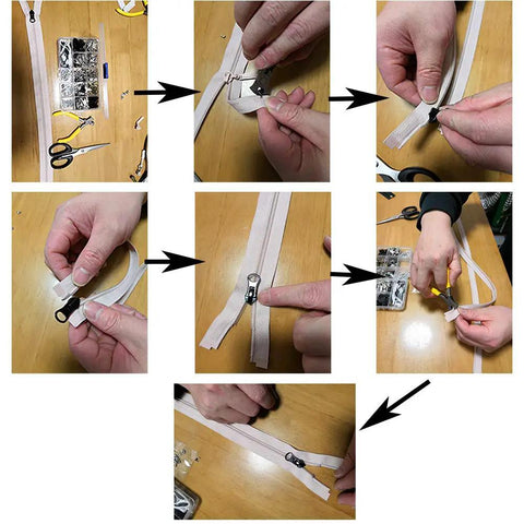 Step-by-step use of the 252-Piece Zipper Repair Kit With Replacement Zippers And Pulls For Luggage Bags Jackets And Outdoor Gear By Meikeer