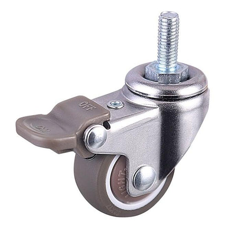 Roue de roulette filetée M6 de 1" 50 lbs en caoutchouc élastique TPE de charge - Freins