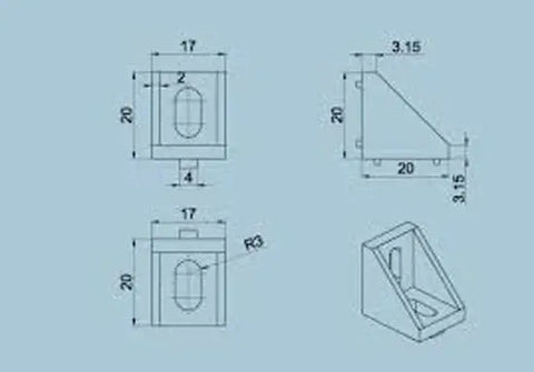Aluminium de support d’angle 2020 pour fente en V du profil d’extrusion