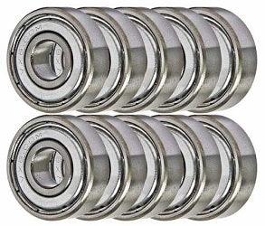 10 roulements à billes 38KDD 8x22x7mm - Acier chromé - Graissé
