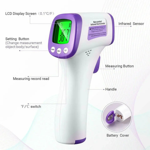 Digital Medical Infrared Thermometer 3-Color LCD, Baby Kids & Adult Fever Alarm