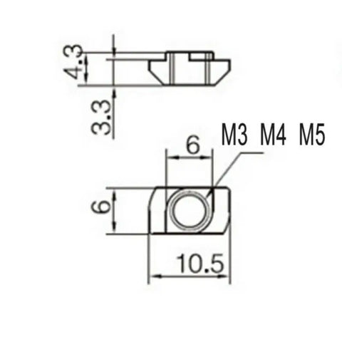 Écrou M5 à fente en T pour fentes d’extrusion en aluminium 2020
