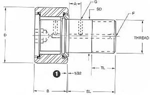H24LW Suiveur de came à tête hexagonale scellée 3/4 de pouce